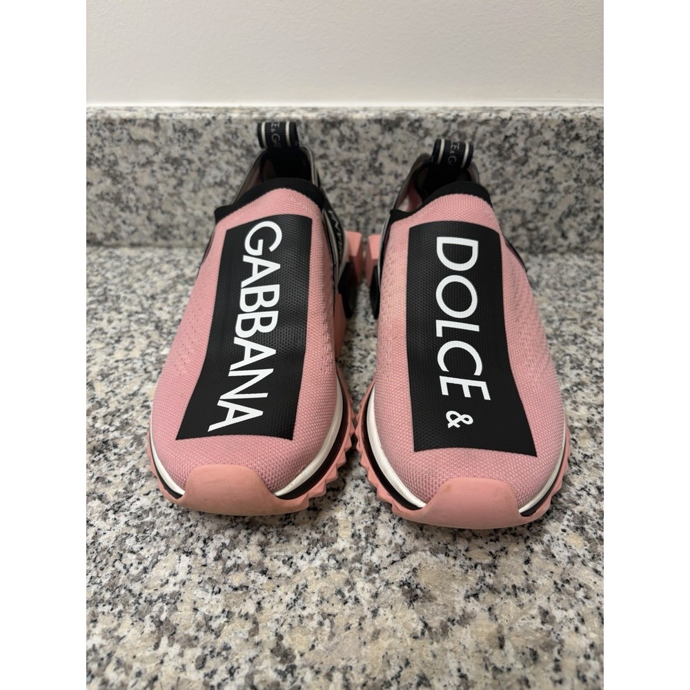 100% AUTHENTIC Dolce & Gabbana Pink/Black Sorrento Slip On Sneakers Size 38